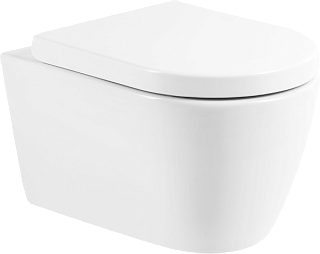 Унитаз подвесной BelBagno Marino BB105CHR BB105SC с микролифтом, безободковый, глянцевый белый