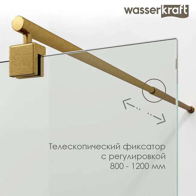 Душевая перегородка Wasserkraft Rur 30W 120 см, профиль хром, стекло зеркальное Sancos — Оригинал