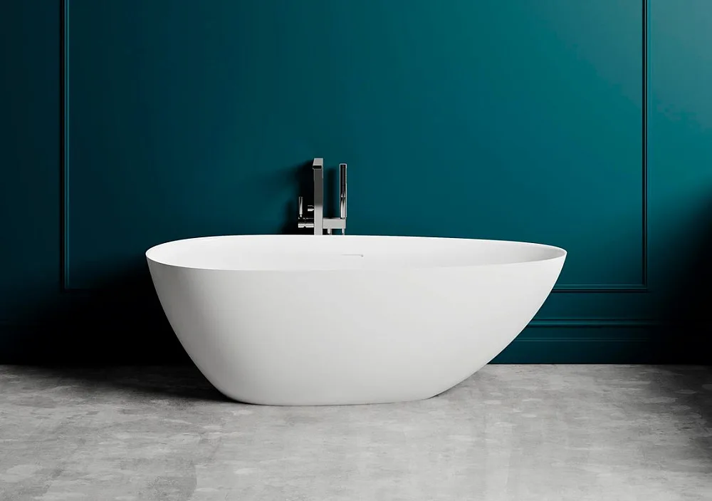 Ванна из искусственного камня Salini Paola In S-Sense 160x75 см, отдельностоящая, белая, овальная, с Sancos — официальный сайт