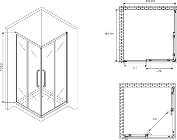 Душевой уголок Abber Schwarzer Diamant AG02090MH 90x90, профиль хром матовый, стекло матовое