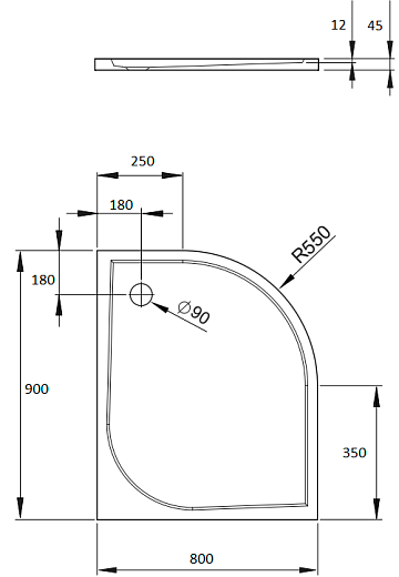 Поддон для душа Radaway Delos E 90x80 L с сифоном