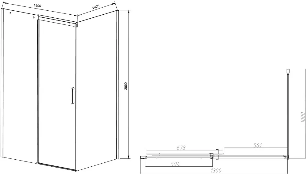 Душевой уголок Vincea Dice VSR-4D1013CLB 130х100 см, профиль черный Sancos — официальный сайт