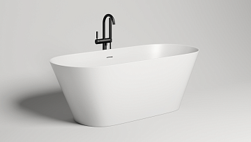 Ванна из искусственного камня Salini Mona S-Stone 170x70 см, отдельностоящая, матовая белая, овальна