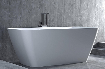 Ванна из искусственного камня Salini Agata S-Sense 180x80 см, отдельностоящая, белая, со сливом-пере