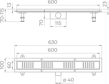 Душевой трап (лоток) RGW SDR-34 хром, 60 см