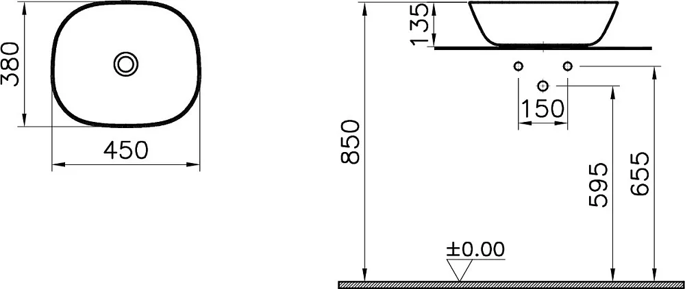 Накладная раковина VitrA Plural 45 7810B401-0016 Sancos — официальный сайт