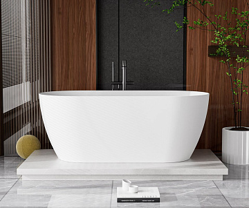 Ванна из искусственного камня Cezares Relax Solid Surface 150x75 см, отдельностоящая, матовая белая,