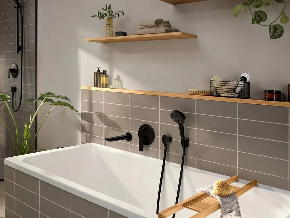 Встраиваемый смеситель Hansgrohe Rebris E 72468670 черный матовый Sancos — официальный сайт