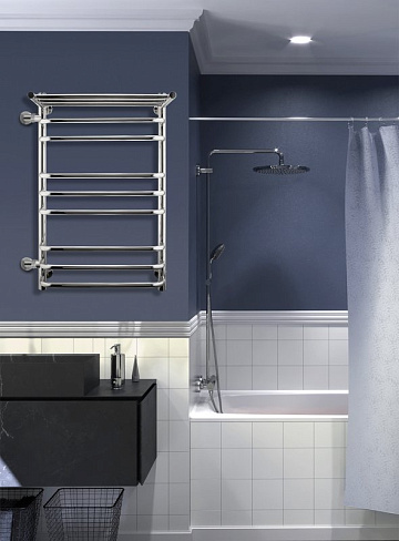 Полотенцесушитель водяной Indigo Brace LBCW80-50PL-б/п-60 с полкой, серебристый