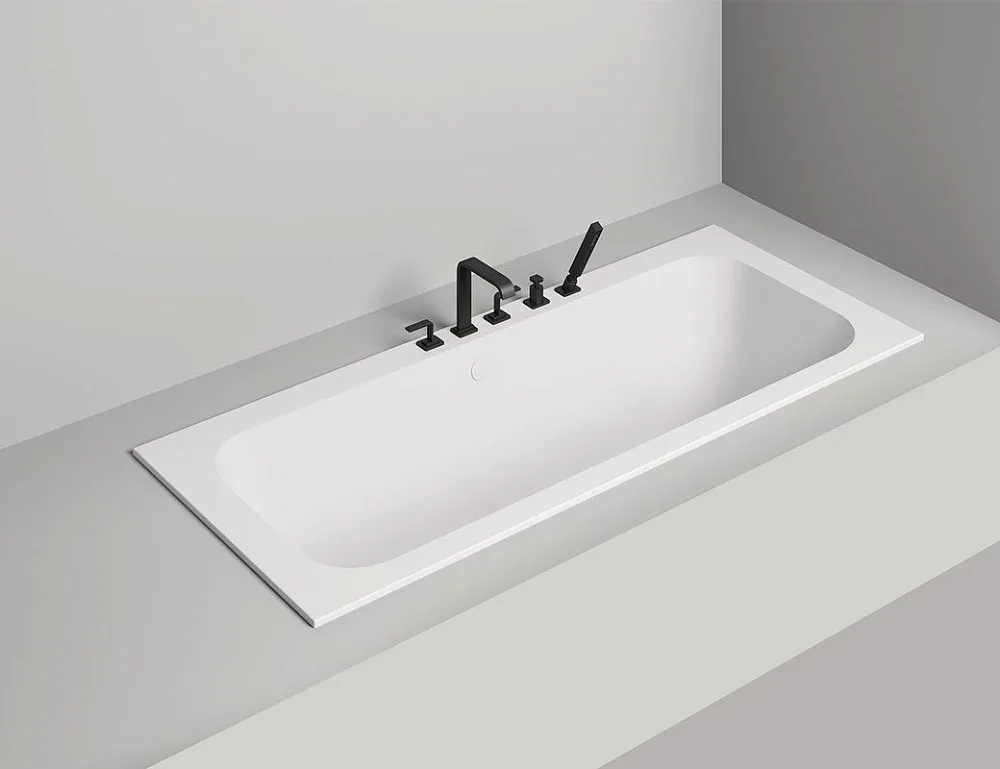 Ванна из искусственного камня Salini Orlanda Axis S-Sense 180x80 см, встраиваемая, матовая белая, на Sancos — официальный сайт