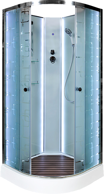 Душевая кабина DTO EM1510N 100х100, LED, профиль хром, стекло матовое с узором