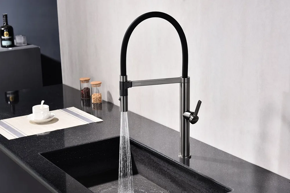 Смеситель для кухни Paulmark Leader Le214101-B с гибким изливом, беретта Sancos — официальный сайт