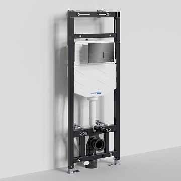 Система инсталляции для унитазов Wasserkraft Alme 15TLT.010.ME.PB04, с кнопкой смыва черной