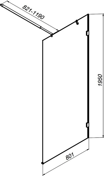 Душевая перегородка AM.PM X-Joy W94UWI-80-F1-MTE 80x195, фурнитура хром, стекло прозрачное