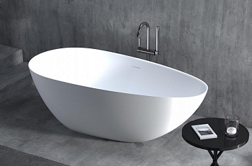 Ванна из искусственного камня Salini Paola In S-Stone 160x75 см, отдельностоящая, матовая белая, ова