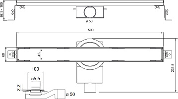 Душевой трап (лоток) Plumberia Selection PSL Linear 50 см, нержавеющая сталь матовая