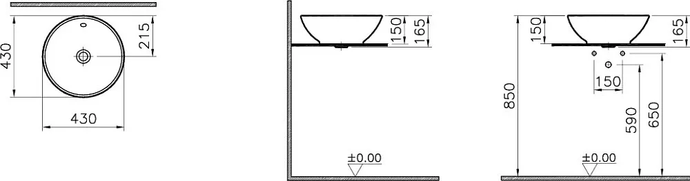 Накладная раковина VitrA Options 4324B083-0012 черная Sancos — официальный сайт