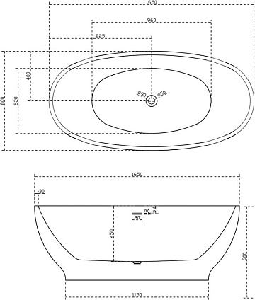 Акриловая ванна Abber 165x80 см, AB9207MB