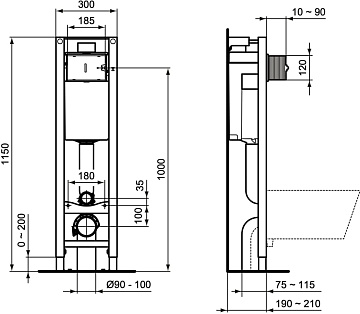 Система инсталляции для унитазов Ideal Standard Prosys Eco Frame M E2332AC, кнопка смыва белая