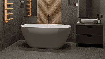 Ванна из искусственного камня WHITECROSS Coral A 165x75 см, отдельностоящая, матовая белая, овальная