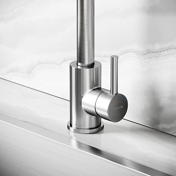 Смеситель для кухни Sancos Stainless, с поворотным R изливом, нержавеющая сталь SC12001SS