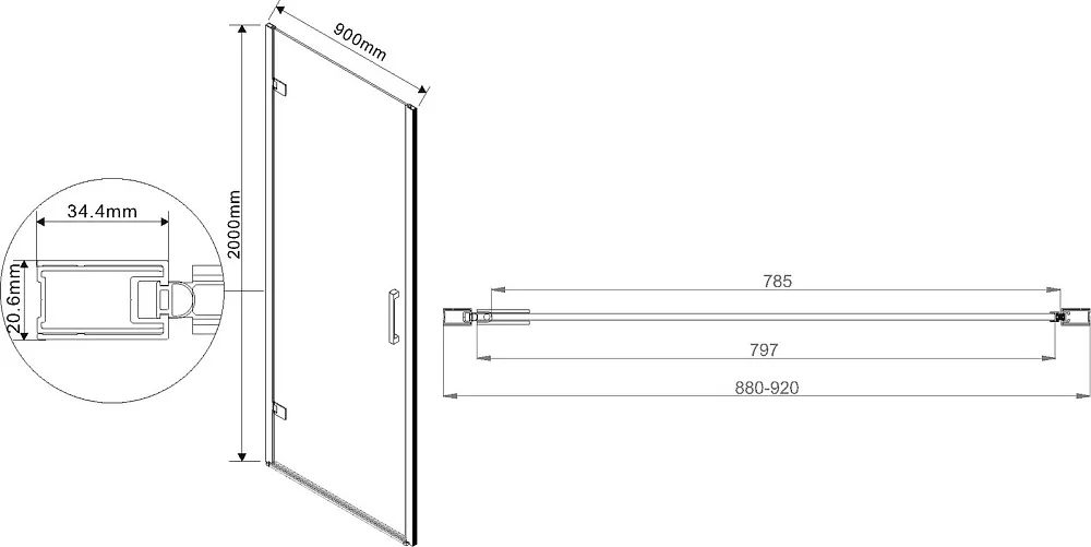 Душевая дверь в нишу Vincea Flex VDP-1F900CL 90 см, хром, стекло прозрачное Sancos — официальный сайт