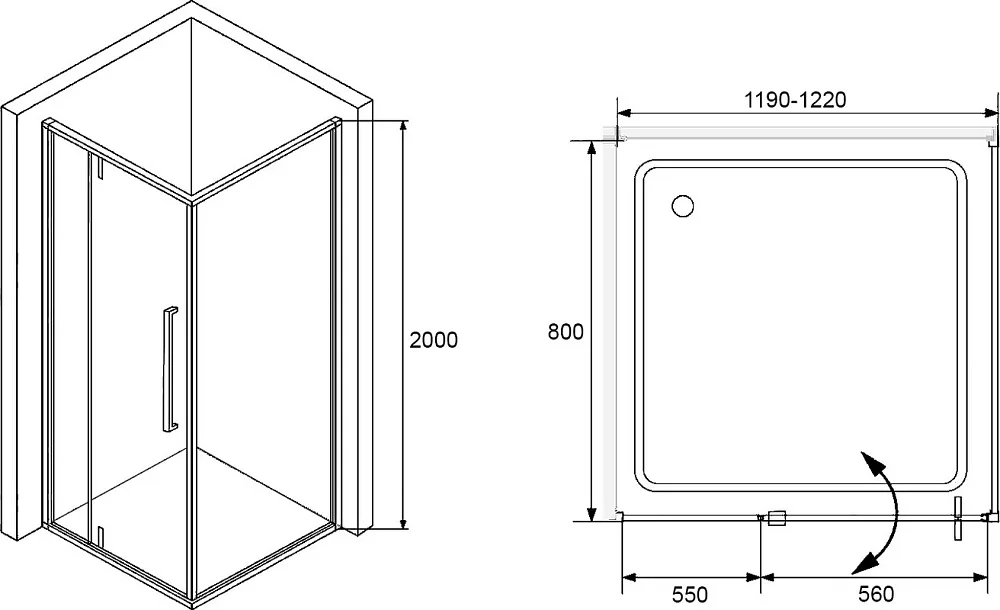 Душевой уголок RGW Stilvoll SV-03B+80 см (119-122)x80x200 профиль черный матовый, стекло прозрачное Sancos — официальный сайт