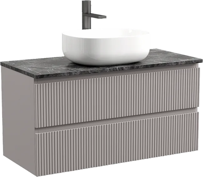 Тумба с раковиной Sancos Snob T 100 см, doha soft, столешница черный мрамор, раковина CN6018 Sancos — Оригинал