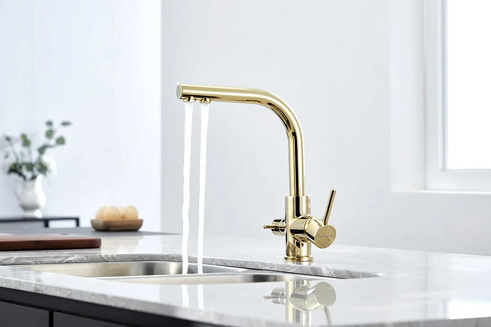 Смеситель для кухни Paulmark Essen Es213011-G золото Sancos — официальный сайт