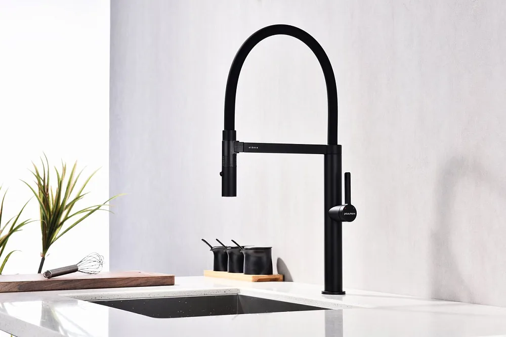 Смеситель для кухни Paulmark LeaderLe214101-AN, антрацит, с гибким изливом Sancos — официальный сайт