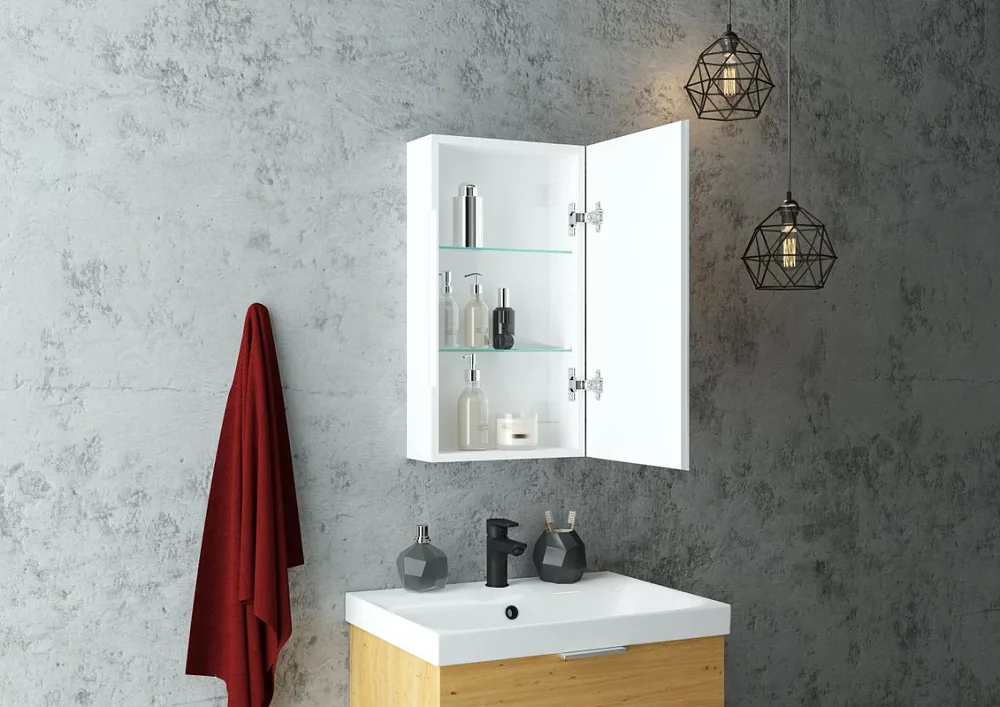 Зеркало-шкаф Art&Max Techno 35 R с подсветкой, белое Sancos — официальный сайт