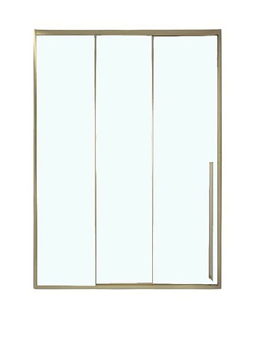 Душевая дверь в нишу Veconi Premium Prato 300 G-L 130, профиль брашированное золото, стекло прозрачн