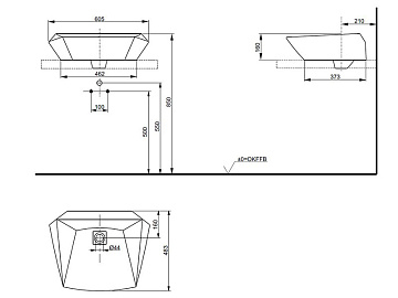 Накладная раковина Toto JEWELHEX LW681B 77 см, белая