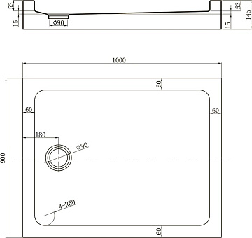 Поддон для душа Veconi Tezeo acrylic TZ-54B 100x90, черный