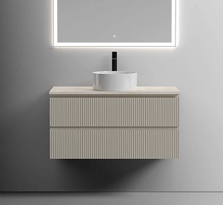 Тумба с раковиной Sancos Snob T 100 см, beige soft, столешница бежевая, раковина CN6032