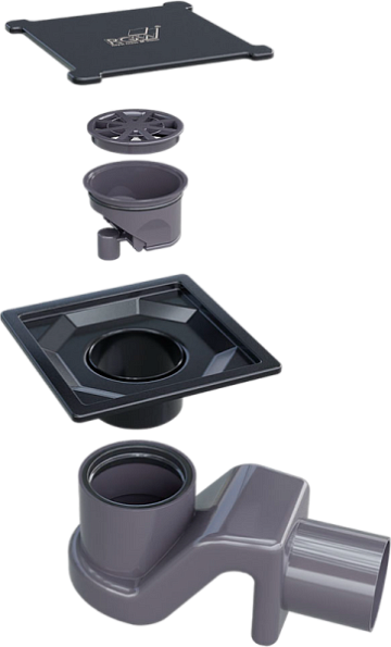 Душевой трап RGW Shower Drain SDR-13B, 11х11 см, черный