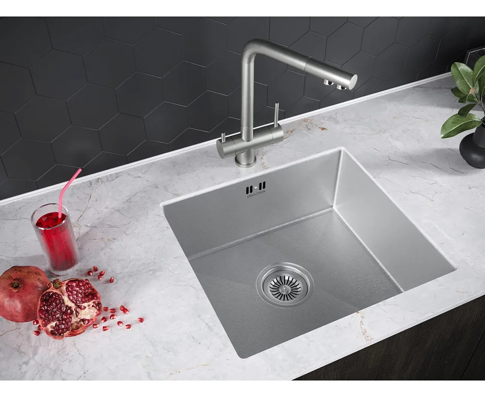 Мойка кухонная Paulmark Vista PM304444-BS, брашированная нержавеющая сталь Sancos — официальный сайт
