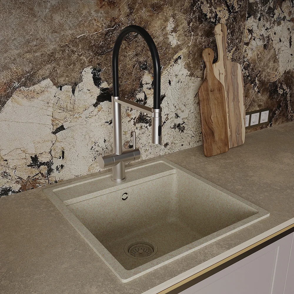 Смеситель для кухни Oliveeka K OL-458009-BN никель матовый Sancos — официальный сайт
