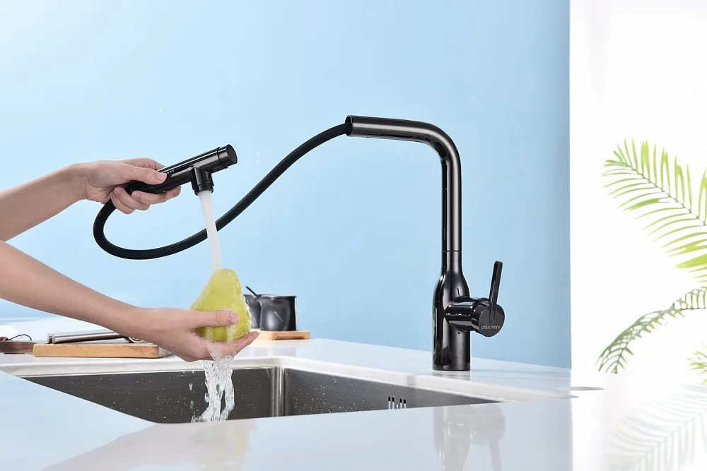 Смеситель для кухни Paulmark Viper Vi213105-GB глянцевый черный Sancos — официальный сайт