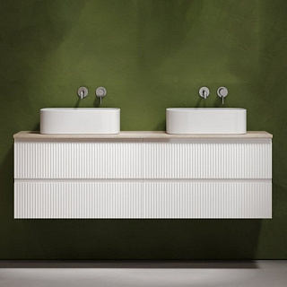 Тумба с раковиной Sancos Snob R 160 bianco, столешница бежевая TT160A2, раковина CN6052