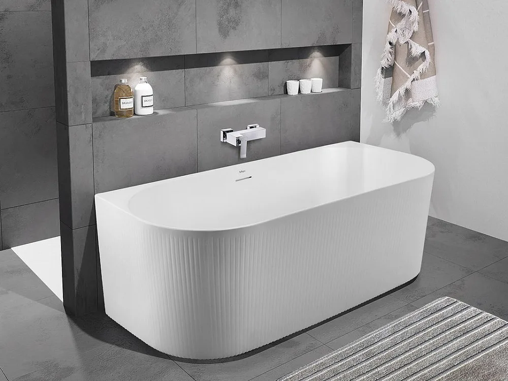 Акриловая ванна BelBagno BB412 170x80 см, пристенная, белая, овальная, со сливом-переливом, с донным Sancos — официальный сайт
