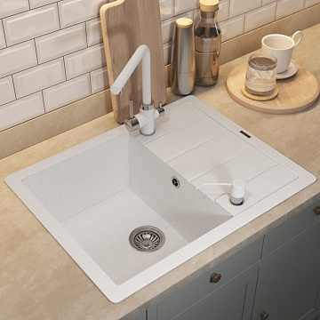Кухонная мойка кварцевая Uperwood Quartz UPD-03-01, прямоугольная, белая