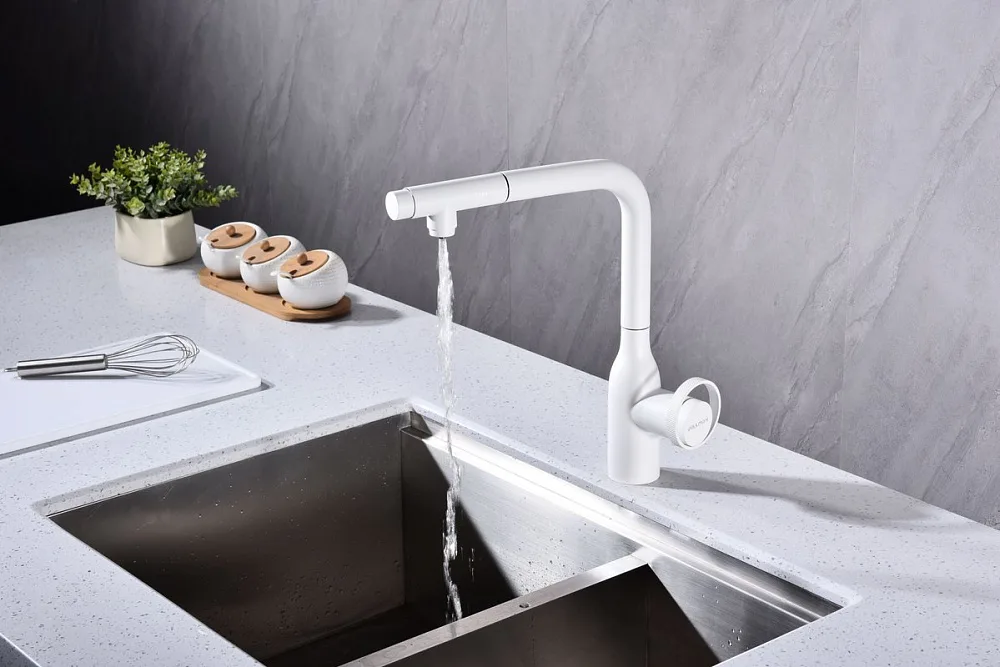 Смеситель для кухни Paulmark Urban Ur213104-WH матовый белый Sancos — официальный сайт