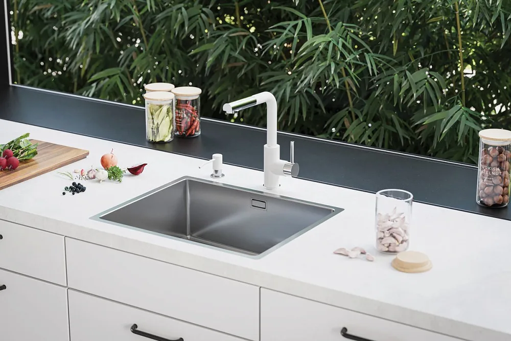 Смеситель для кухни Alveus Siros 1129046 белый Sancos — официальный сайт