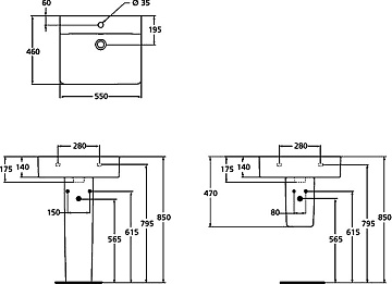 Раковина Ideal Standard Connect Cube E784401 55 см
