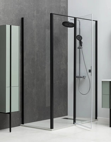 Душевой уголок Allen Brau Priority 140x90, профиль черный браш, стекло прозрачное