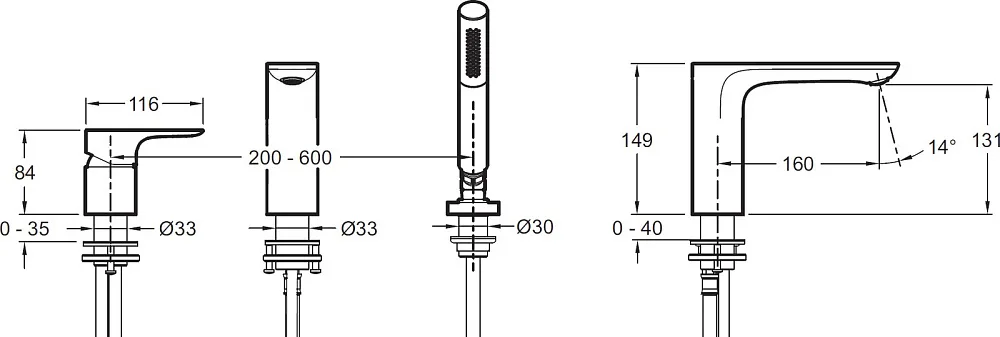 Смеситель на борт ванны Jacob Delafon Aleo E72292-CP Sancos — официальный сайт