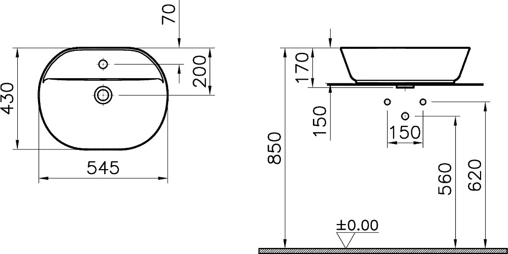 Накладная раковина VitrA Geo 7428B003-0001 Sancos — официальный сайт