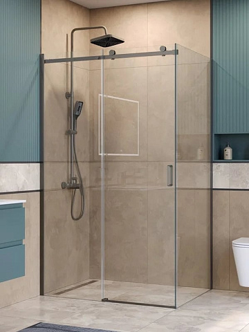 Душевой уголок BelBagno Soft Close-2 AH-1-120/100-C-GM профиль оружейная сталь