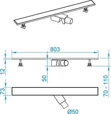 Душевой трап (лоток) RGW Shower Drain SDR-20B 80 см, черный
